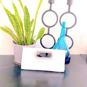 White Faux Snakeskin Clutch Express